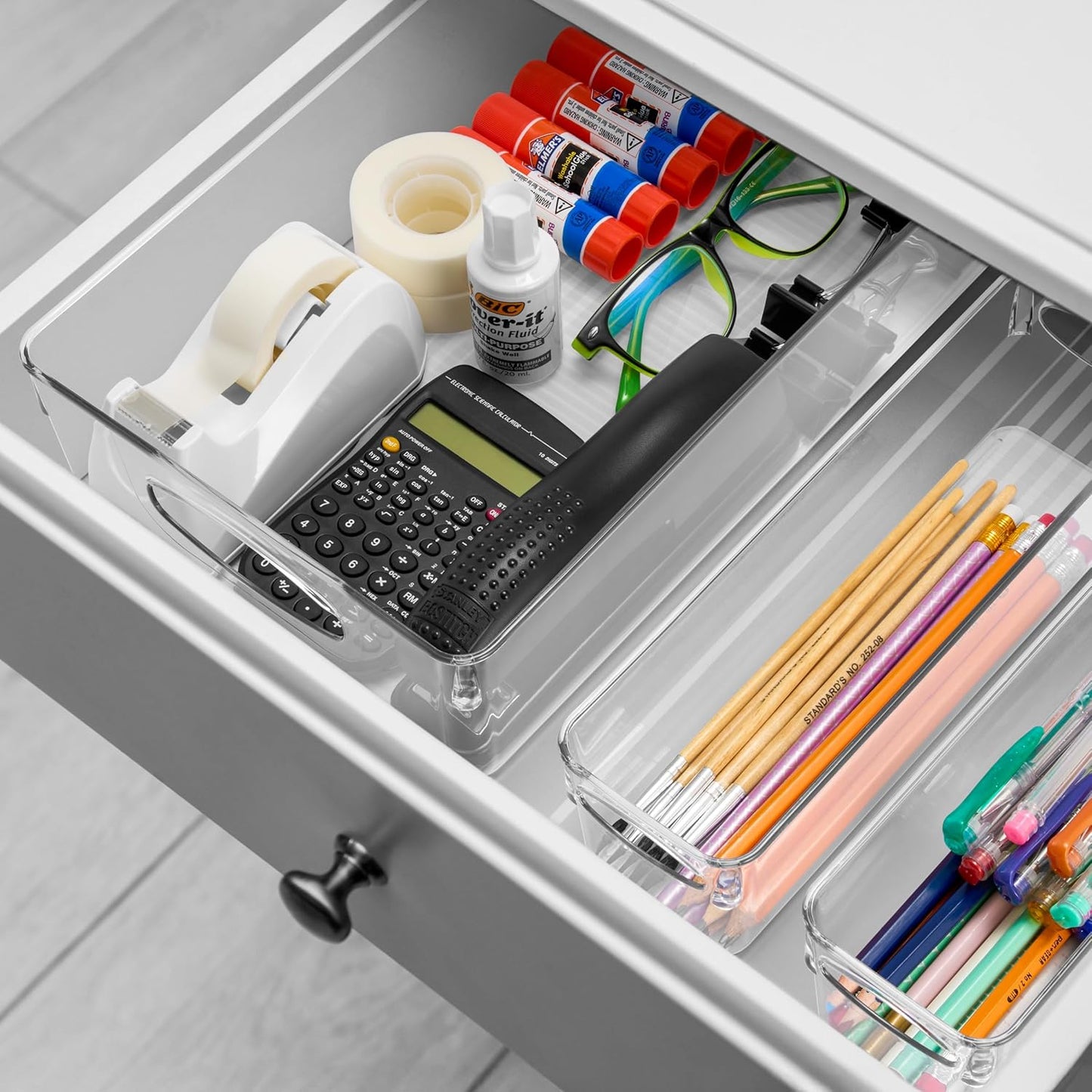 Sorbus Large Clear Plastic Storage Bins, 10 Pack Clear Organizer Bins with Handles, Plastic Storage Bins for Closet, Pantry, Fridge, Medicine Cabinet Organizer, Shelves, Freezer, Drawer