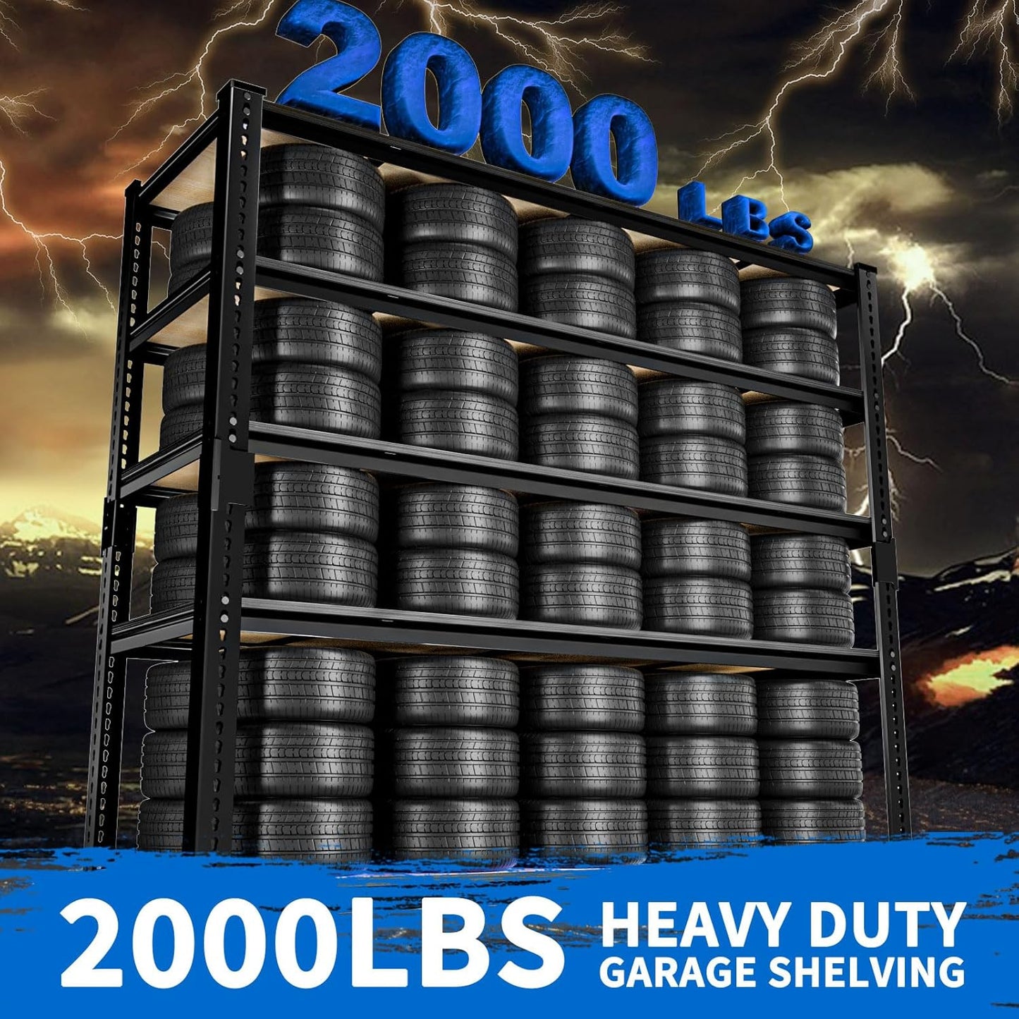 Garage Shelving, 3 PCS Storage Shelves Heavy Duty 2000 LBS Capacity, 5 Tier Adjustable Metal Organizer Wire Rack, 36" L x 18" W x 72" H Utility Shelf Unit for Kitchen Pantry