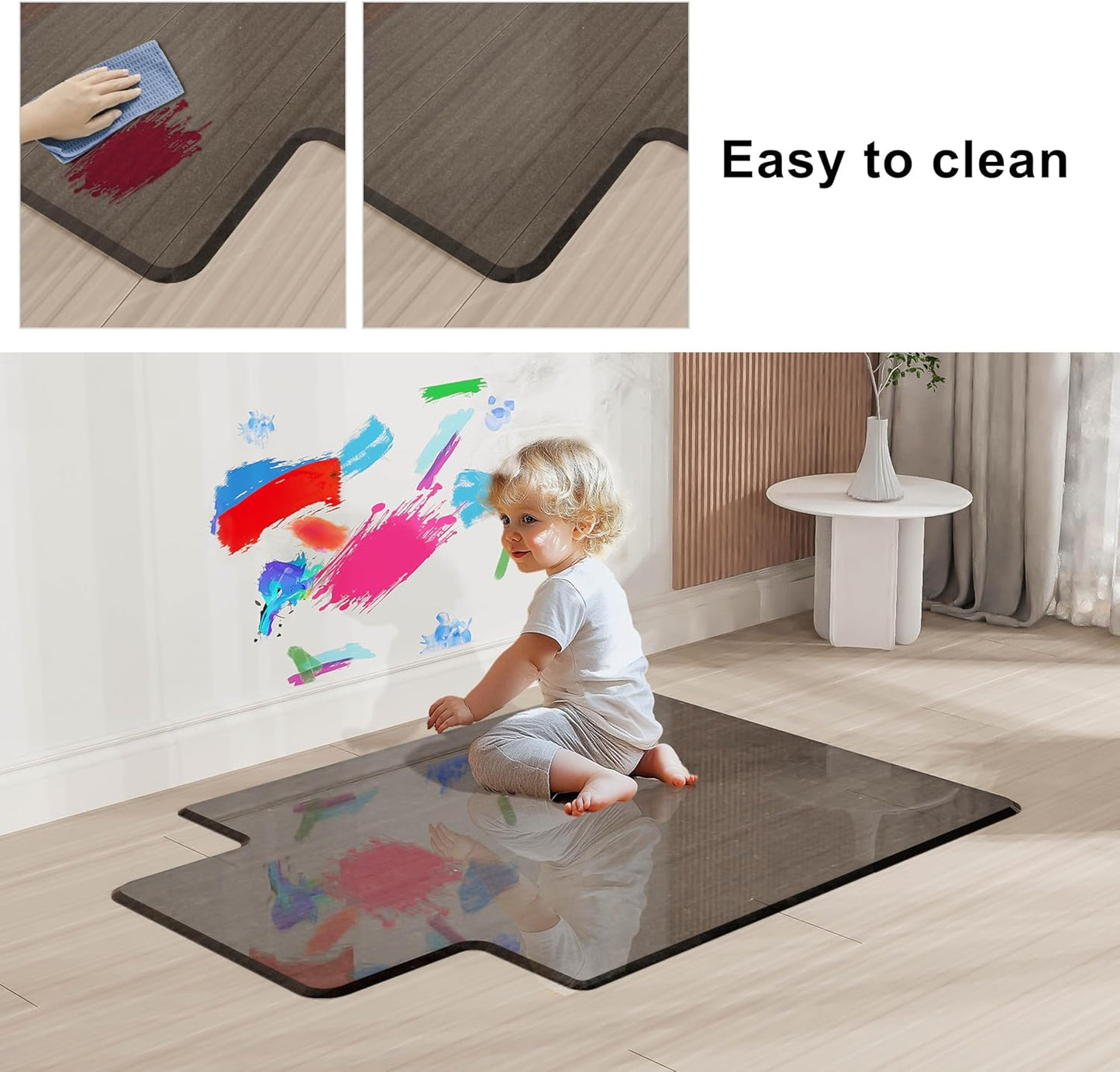 Beveled Edge Irregular Office Chair Mat with Lip for Carpet or Hardwood Floor Crystal Gray 36" x 48" Smooth Glide and Easy Roll On/Off, Heavy Duty and Non-Slip Floor Chair Mat with Lip