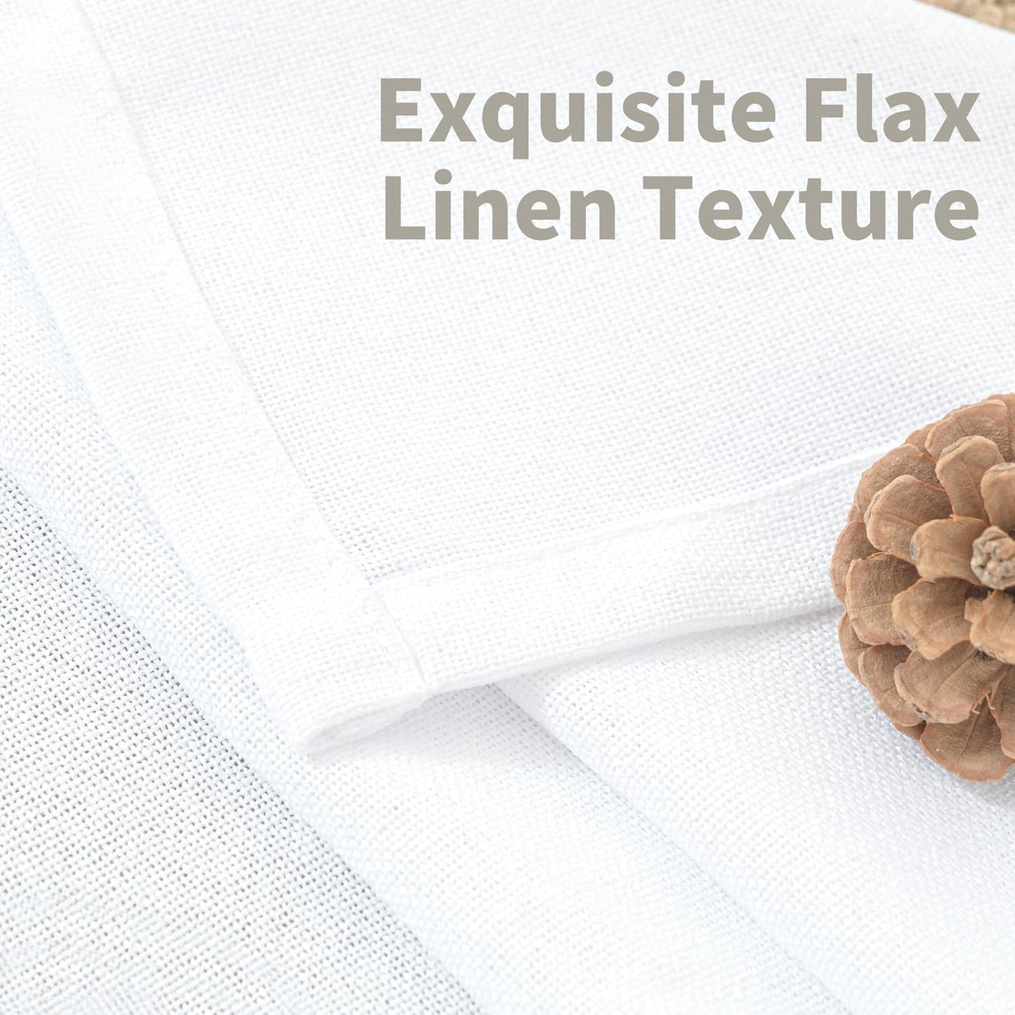 YoungsTex White Linen Curtains for Living Room 95 Inch Long 2 Panels, Semi Sheer Drapes Light Filtering with Pinch Pleated for Bedroom Dining Room Floor Length Window Treatments, 40 X 95 Inch