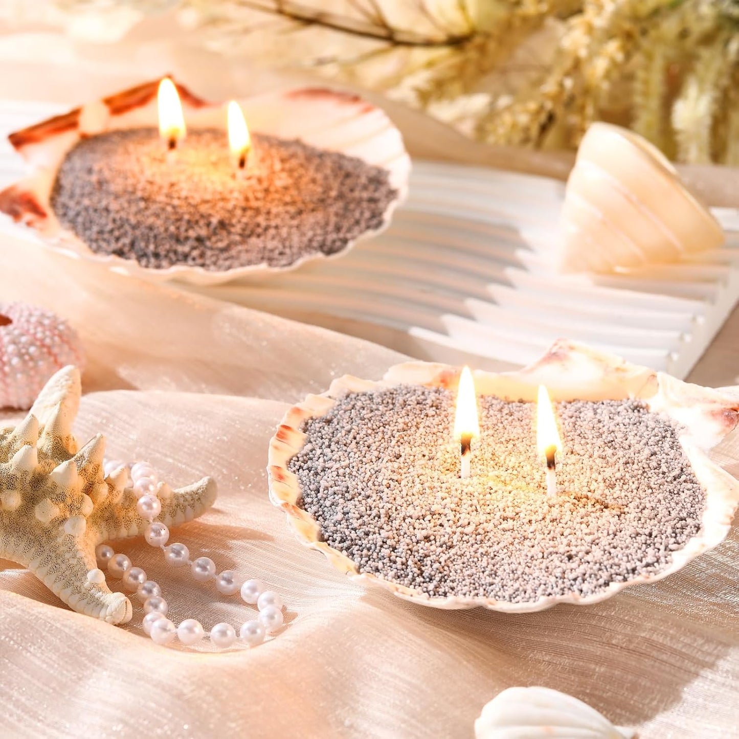 MTLEE Candle Sand 3.3 lb DIY Pearled Candle Making Kit Included 20 Pcs Wicks and Refillable Beaded Wax Sand Beaded Wax Gift with Wicks Self Extinguish for Home Wedding Party Women(Gray)