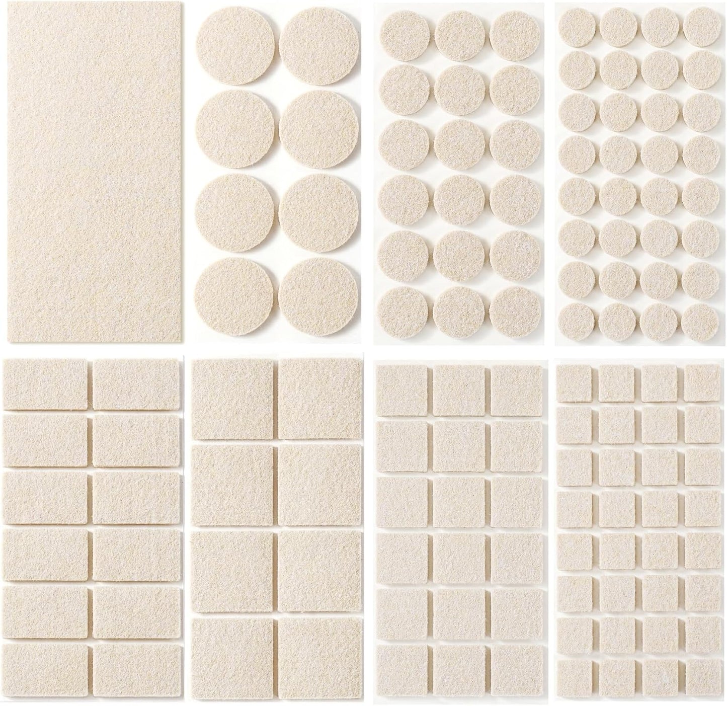Felt Furniture Pads for Hardwood Floors 129 Piece, Furnigear Anti Scratches Felt Pads for Round, Square Chair Feet Self Adhesive Chair Felt Pads Sliders Moving Your Furniture Smoothly, Beige