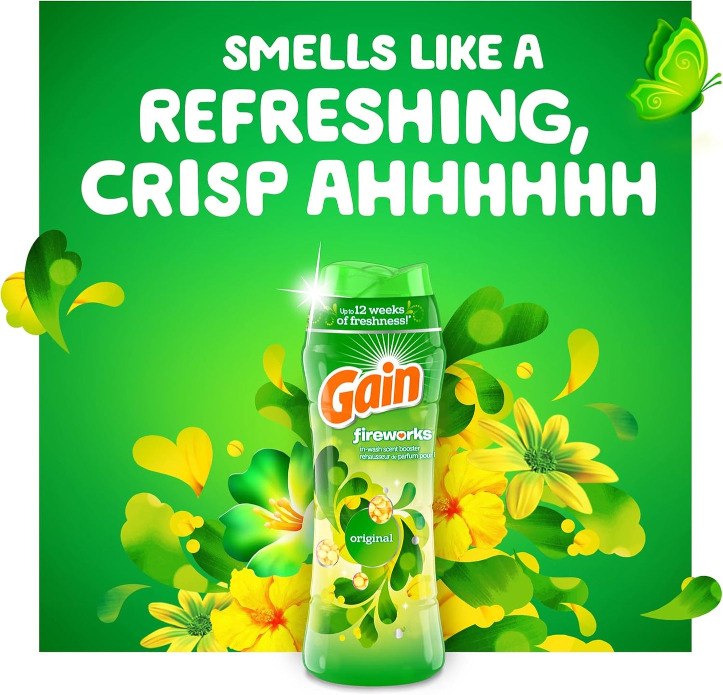 Gain Fireworks In-Wash Scent Booster Beads, Original, 9.1 oz/Pack (4 Pack)