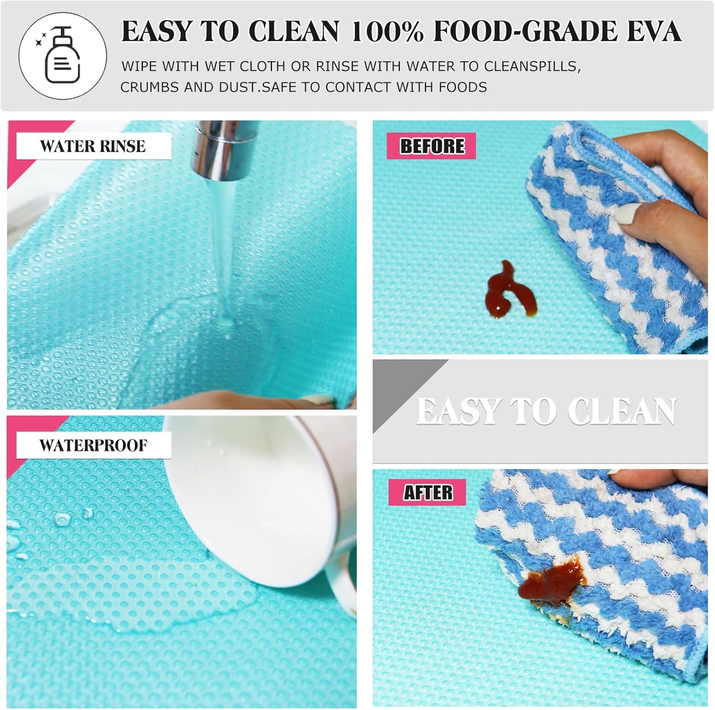 10Pcs Refrigerator Liners, Washable Fridge Liner Shelf Mats Refrigerator Pads for Cupboard Cabinet Drawer Home Kitchen Accessories Organization (Blue)