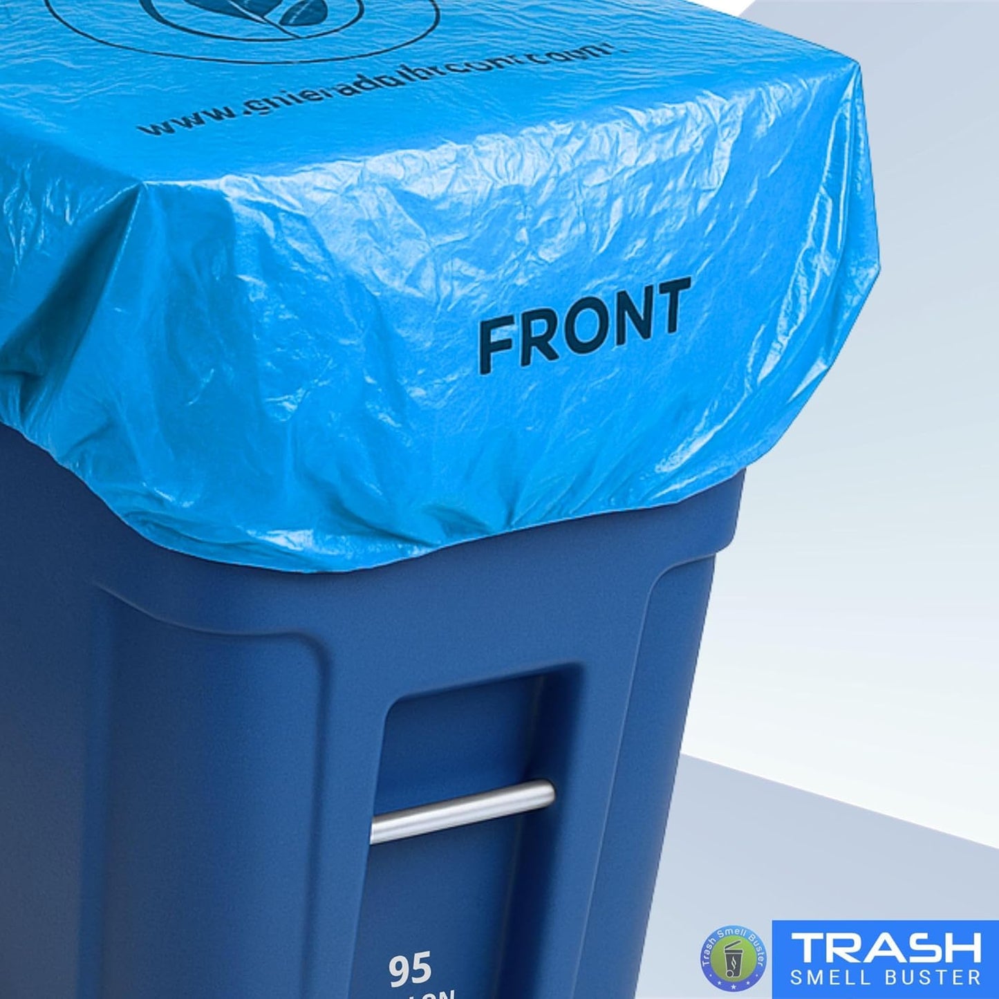 Outdoor Trash Can Odor Eliminator Cover Lemon Scented Durable Elastic Bag with Optional Straps Fits 95 Gallon Cans 2 Covers