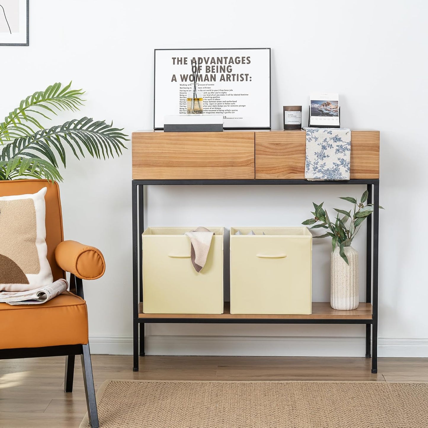 StorageWorks Beige Storage Cubes, 13x13 Storage Cube Bins with Handle, Cube Storage Organizer Bins for Shelves and Closet, Collapsible Storage Bins, 4-Pack