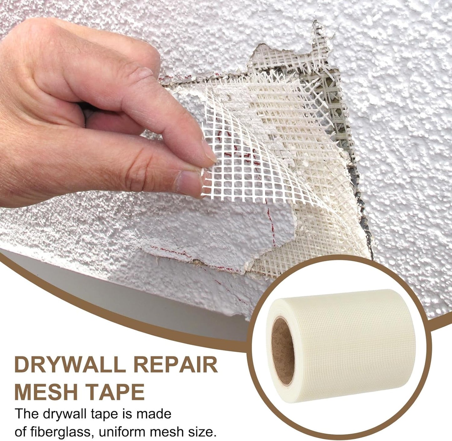 PATIKIL Drywall Repair Mesh Tape, 6 inch x 82 ft Fiberglass Repair Patch Self-Adhesive Dry Wall Joint Tape 12 Mesh Wall Hole Crack and Seam Patch, White