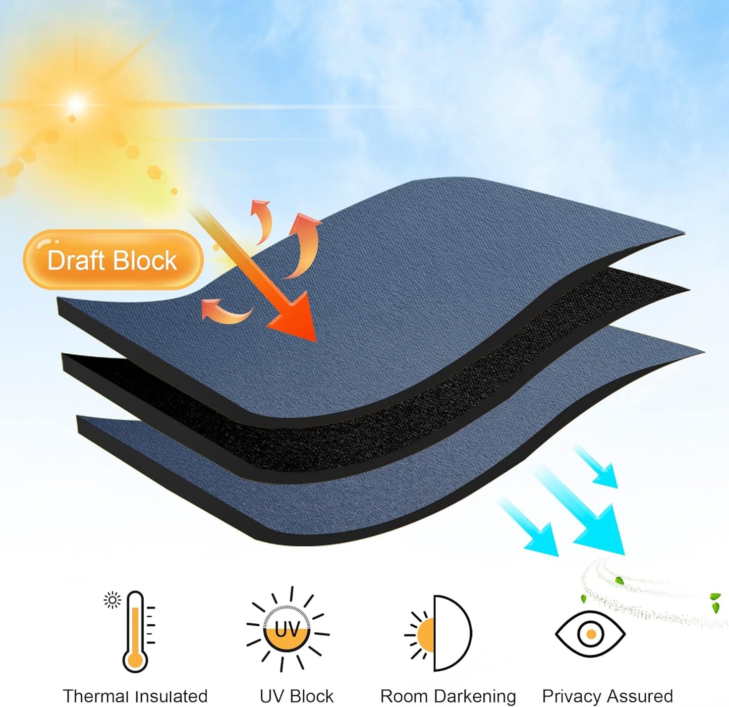 RYB HOME Small Window Curtains Blackout, Privacy Thermal Insulating Drapes for Bedroom Bathroom Basement Cafe Classroom Window Decor, W 34 x L 45 inches, Stone Blue, 2 Panels