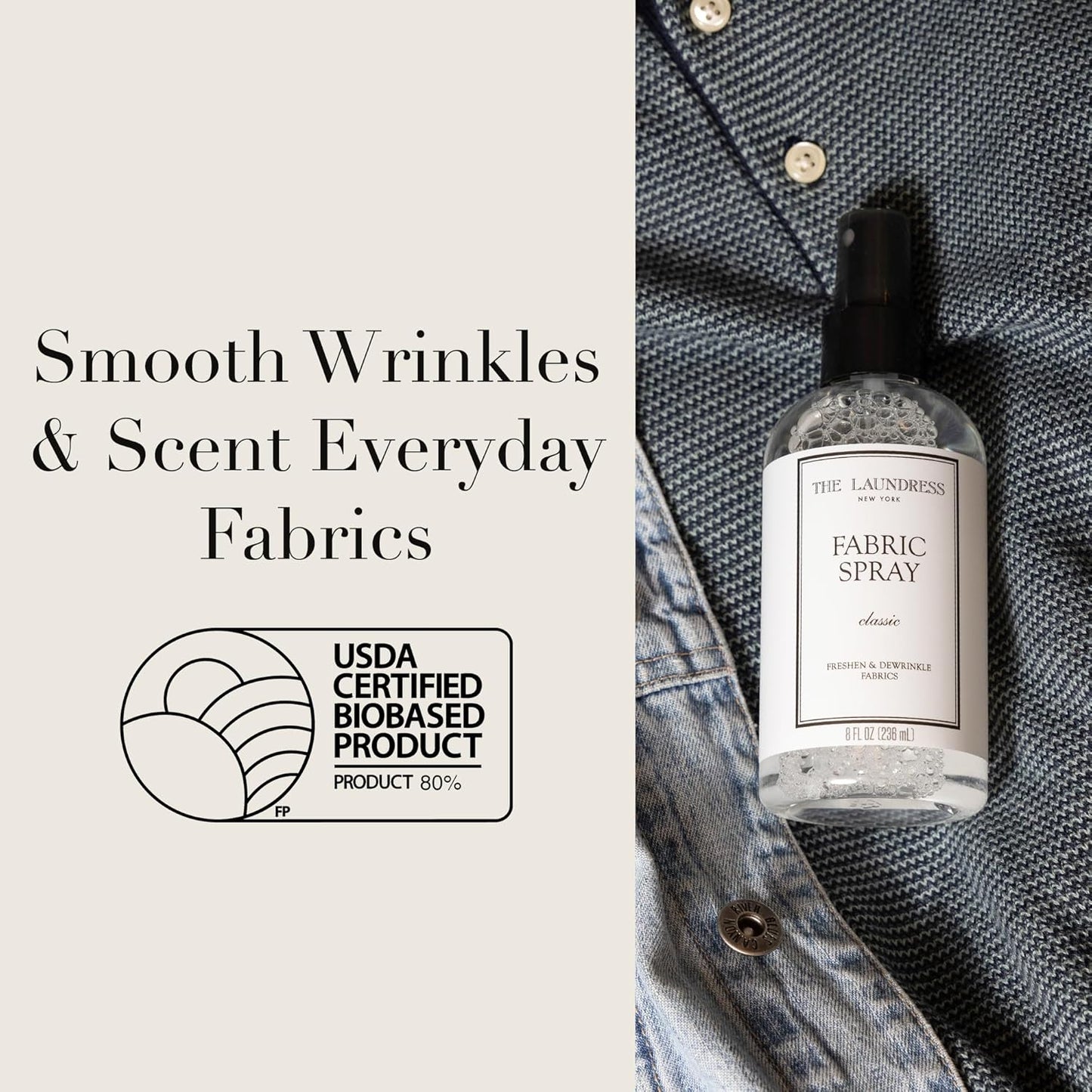 The Laundress Classic Fabric Spray, Wrinkle Release Spray, Upholstery and Linen Spray, Fabric Refresher, Clean Laundry Scent, 8 Fl Oz