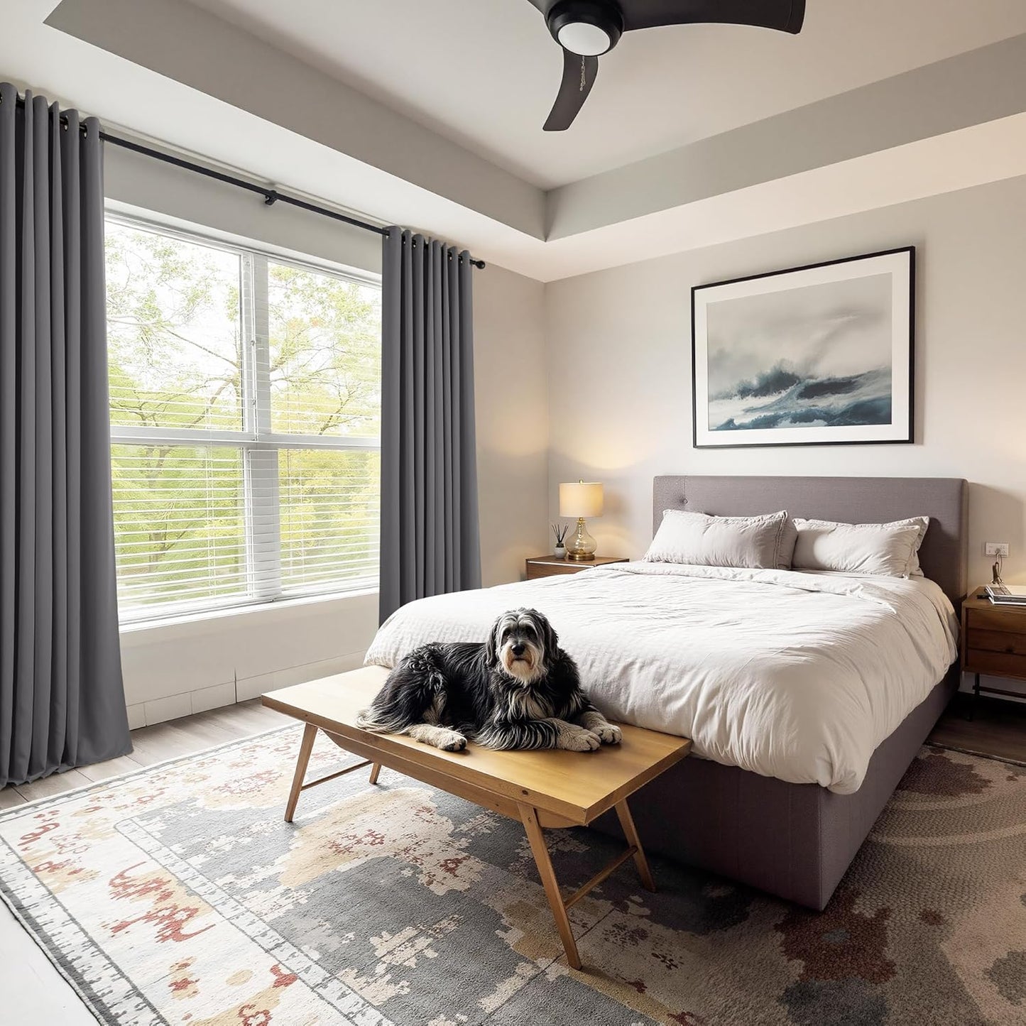 PONY DANCE Grey Blackout Curtains for Bedroom 63 Inch Length 2 Panels Set, Thermal Insulated Energy Saving Grommet Top Window Treatment Drapes for Living Room, W34 x L63 Inch