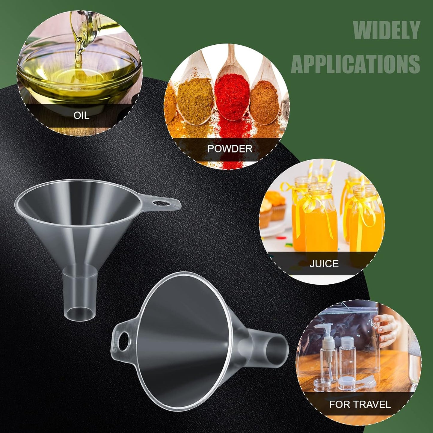 4 Packs Small Plastic Funnel for Filling Small Bottles 2.56 Inch Clear Wide Mouth Plastic Funnel for Filling Water Powder Essential Oils Perfumes Kitchen Bath Garage Use