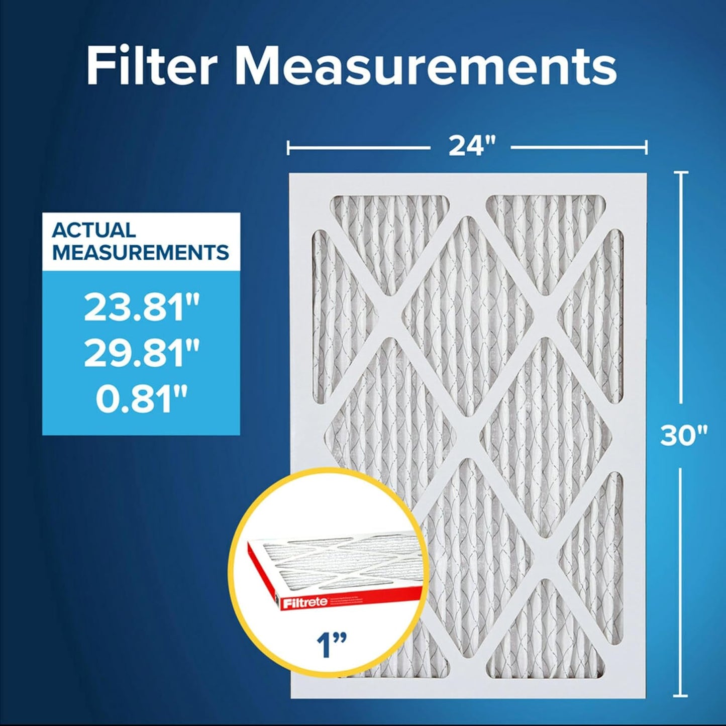 Filtrete 24x30x1 AC Furnace Air Filter, MERV 11, MPR 1000, Micro Allergen Defense, 3-Month Pleated 1-Inch Electrostatic Air Cleaning Filter, 6 Pack (Actual Size 23.81x29.81x0.81 in)