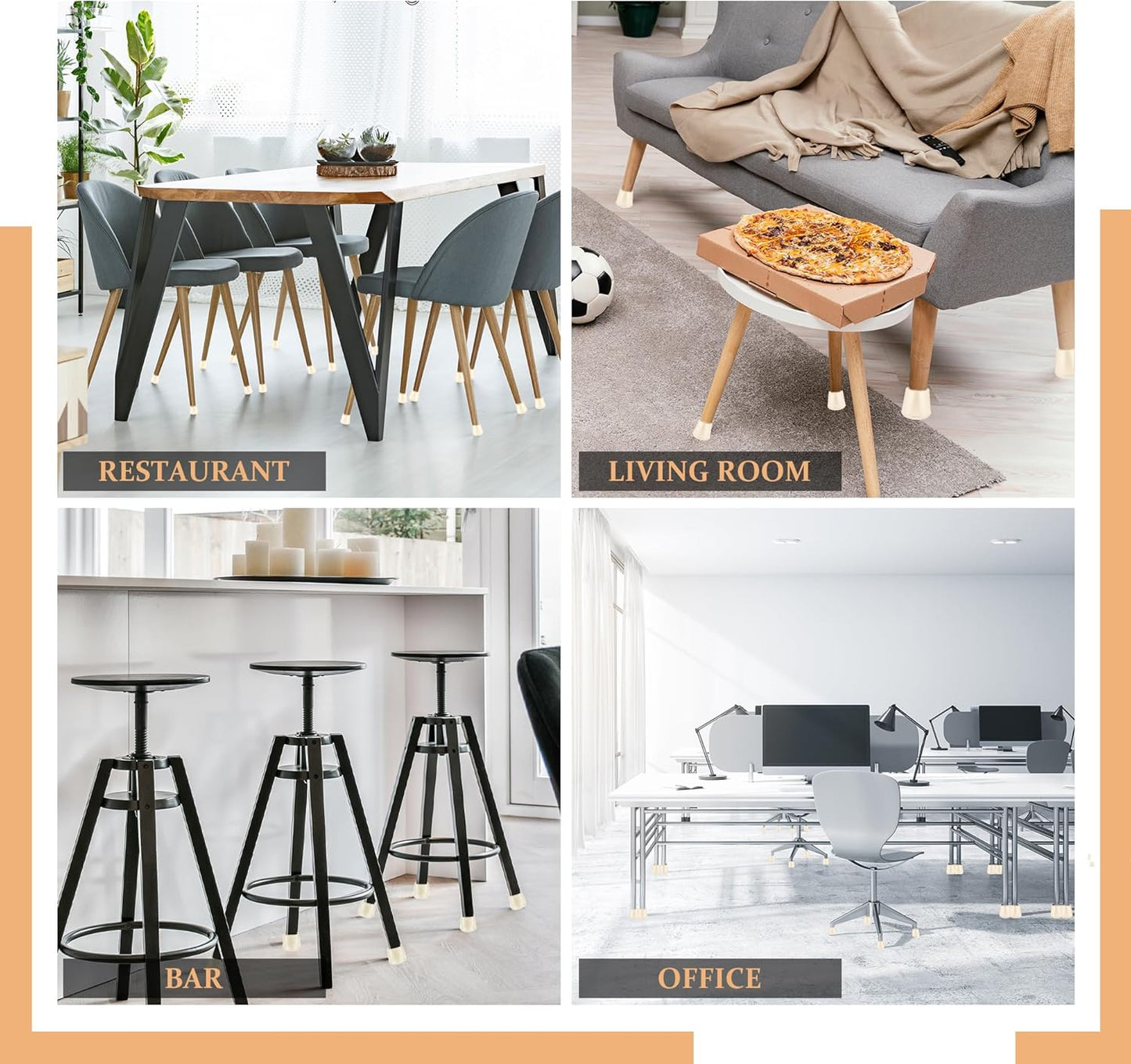 1/4" Round Rubber Furniture Leg Tips Caps, 16 Pack White Extra Small Furniture Leg Floor Protectors (Fit: 6mm to 7mm)