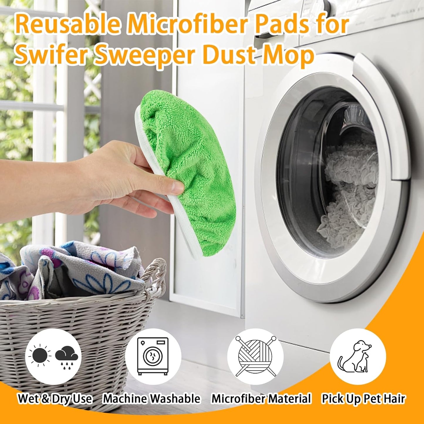 Reusable Dry Sweeping Cloths Microfiber Wet Mop Pads Compatible with Swiffer Sweeper Mop Replacement Sweeping Mopping pad Refills for Hardwood Surface Floor Cleaning (16PCS)