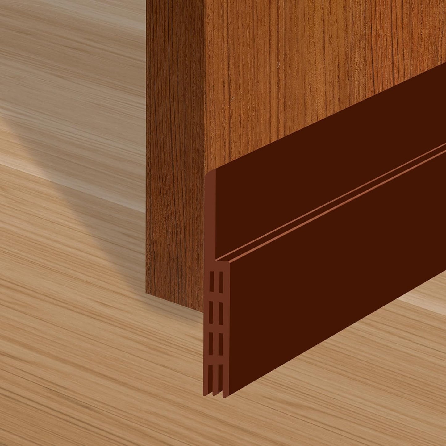 Adhesive Backed Door Draft Stopper – Silicone Under Door Sweep for Interior & Exterior Doors, Noise & Air Insulation, Self Stick Weather Stripping Door Seal, 2" W x 39" L (Brown) by Randall Mfg