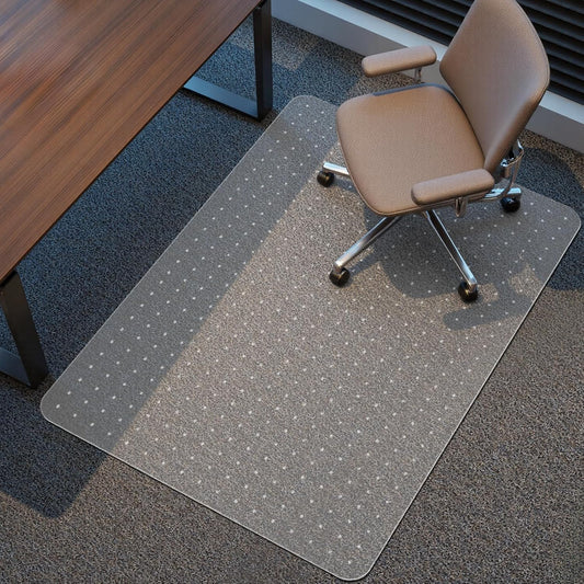 Kuyal Office Chair Mat for Carpet, 46x60 Clear Heavy Duty Computer Chair Mat, Under Desk Protector Carpeted Floors Mat, Easy Chair Movement,Ship Flat