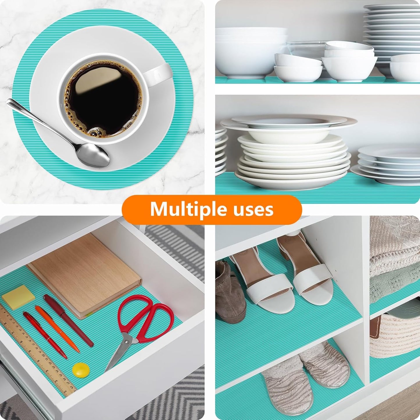 Shelf Liners for Kitchen Cabinets Drawer Liner Non Adhesive Cupboard Mat EVA Material Waterproof Refrigerator Mats Washable Fridge Liner for Cupboard and Desks Liner Blue 11.8 x 118 Inches