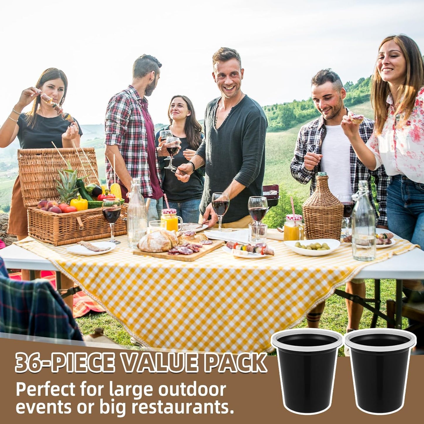 Maxdot 36 Pcs Bathroom Trash Cans Bulk 2 Gallon Small Waste Basket Round Garbage Can Plastic Trash Bin Small Container for Home Dorm Kitchen Office Living Room Study Compact Spaces(Black)