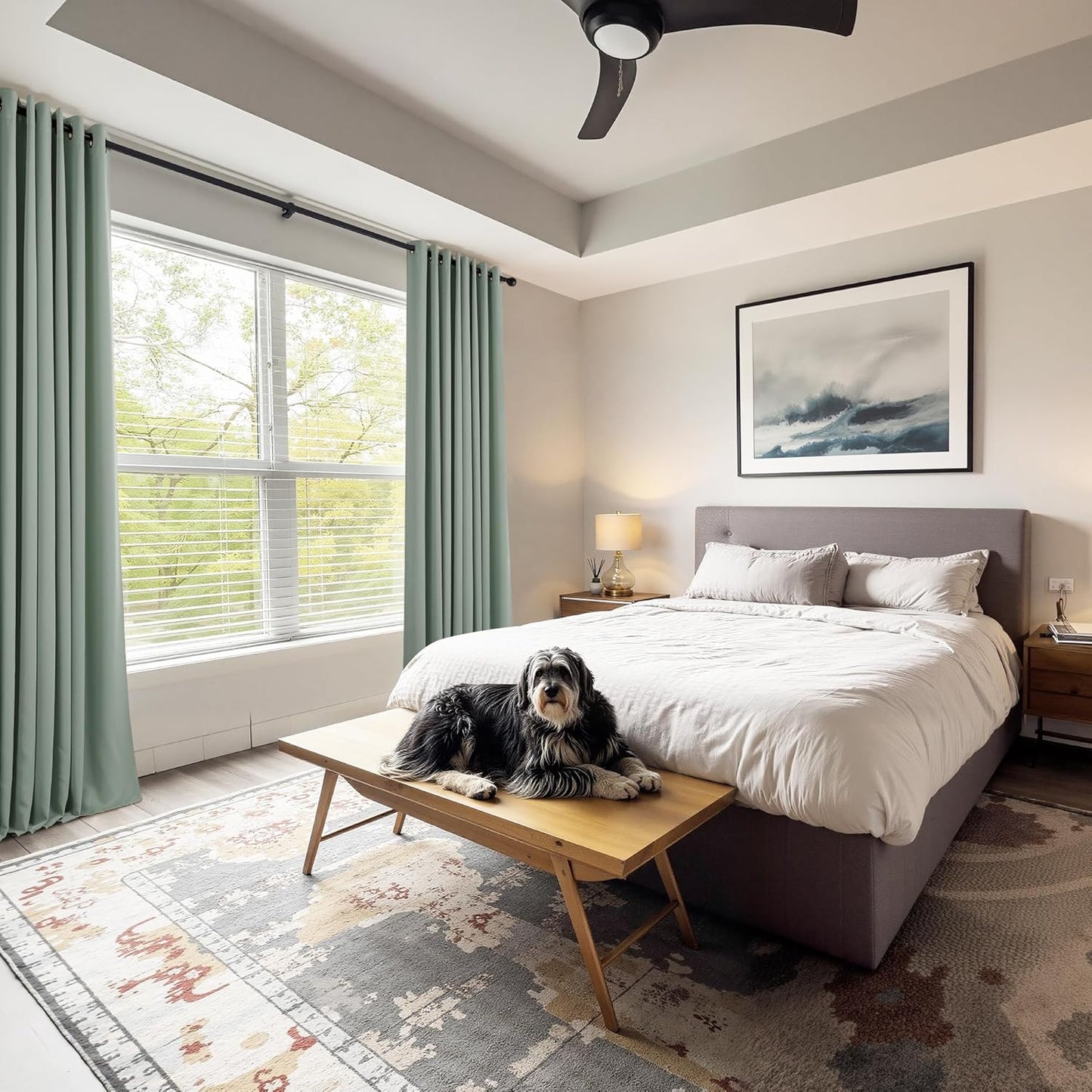 PONY DANCE Sage Green Blackout Curtains for Living Room - Thermal Insulated Window Treatment Panels, Room Darkening Blackout Drapes for Bedroom, 42 x 60 Inch, 2 Panels