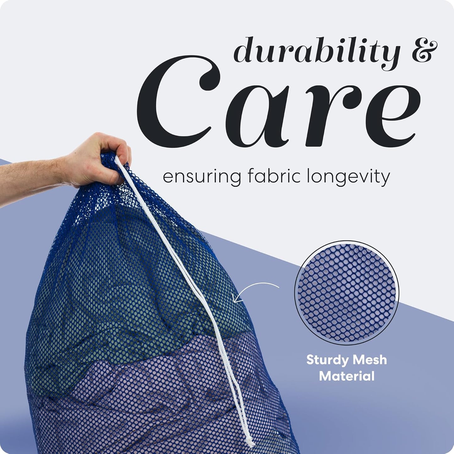 Handy Laundry Mesh XL Laundry Bags - Pack of 2 - Durable, Machine Washable with Secure Drawstring Closure - Perfect for College Dorms, Laundromats, Apartments (Blue, Large 24" x 36", 2-Pack)