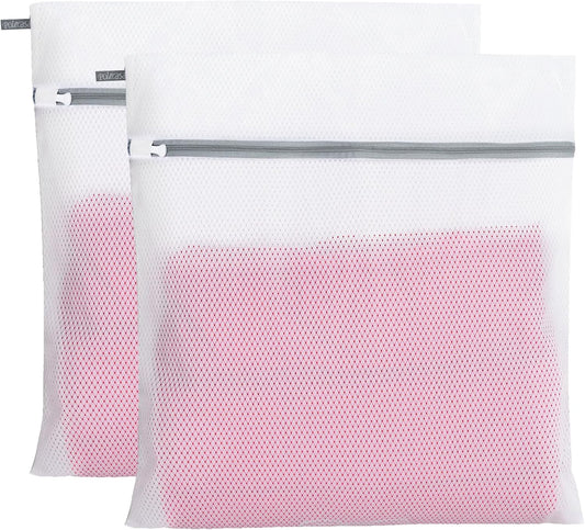 Polecasa 2Pcs 24 x 24 Inches Extra Durable 125g Diamond Mesh Laundry Bags with Sturdy Zipper for Delicates, Protect Clothes in Washing Machine, Laundry Room Essentials for College, Dorm (2 XL-Large)