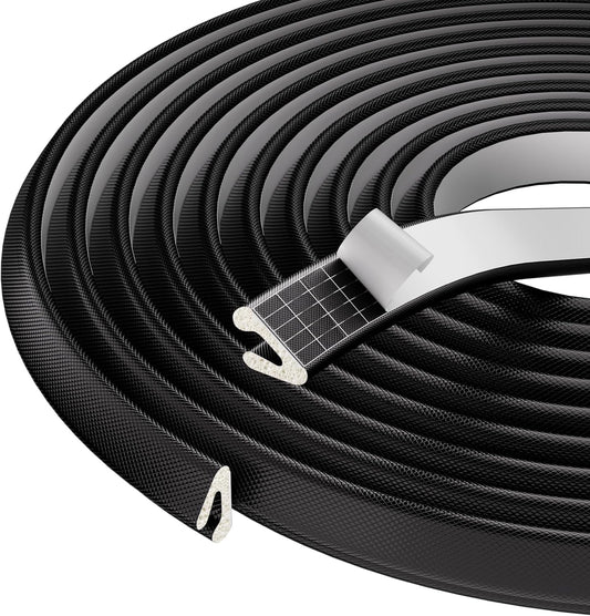 V Shape Foam Weather Stripping Door Frame Seal Strip 19.7FT Black, Draft Stopper, Insulation Winter, Weatherstripping, Gap Sealing, Soundproofing, Self-Adhesive Used for Exterior Front Door Side