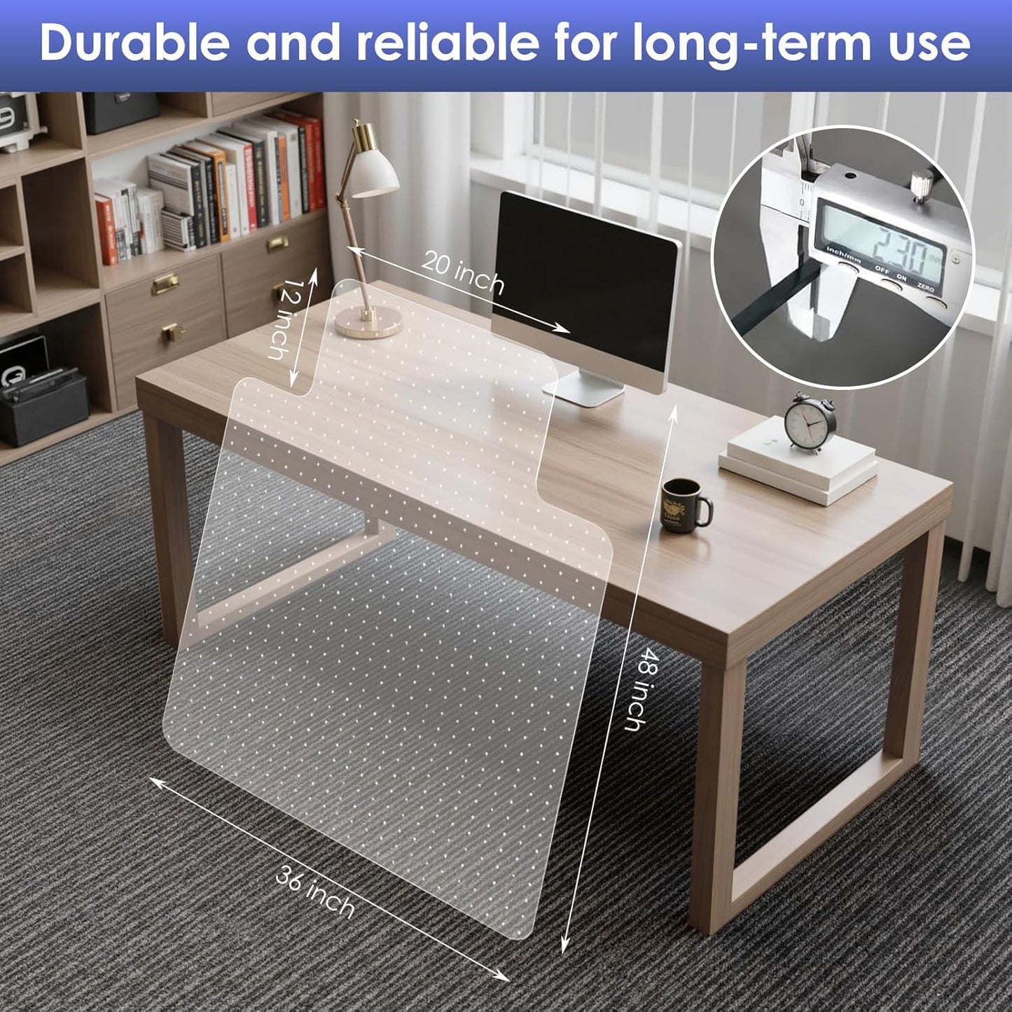 Kuyal Office Chair Mat for Carpet, 2 Pack 36x48 Clear Heavy Duty Computer Chair Mat with Lip, Under Desk Protector Carpeted Floors Mat, Easy Chair Movement,Ship Flat