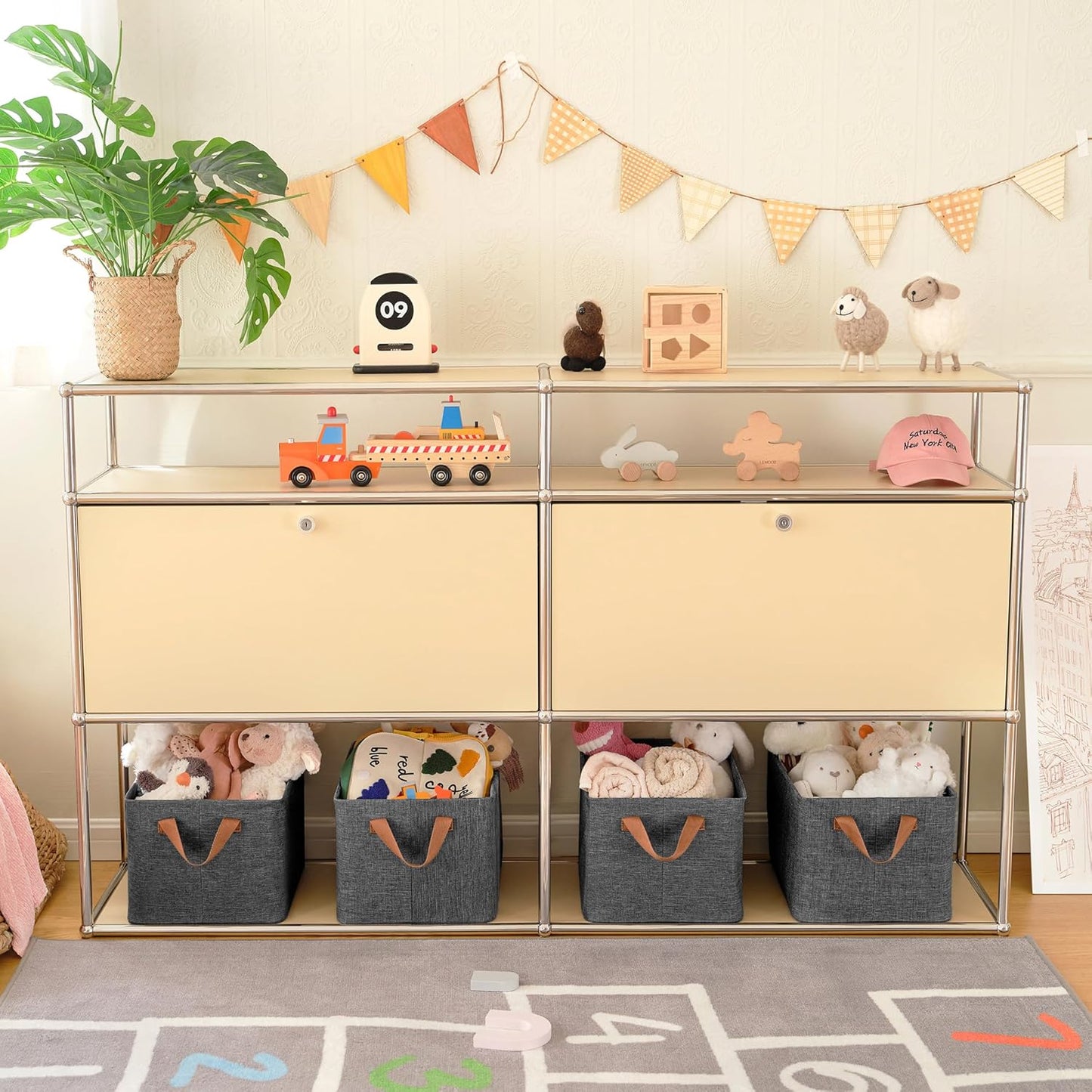 GRANNY SAYS Storage Baskets for Shelves, Closet Organizer Bins, Clothes Storage Bins with Metal Frame, Large Baskets for Organizing and Storage, Collapsible, Dark Gray, 2-Pack