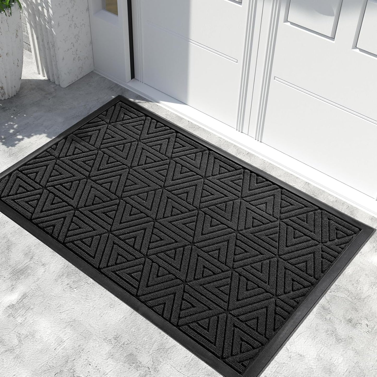 Yimobra Extra Large Door Mat 60x32, All-Weather Waterproof Non-Slip Welcome Matt Outdoor, Heavy Duty Non Slip Doormat for Entryway for Patio and Garage Indoor, Easy Clean, Black