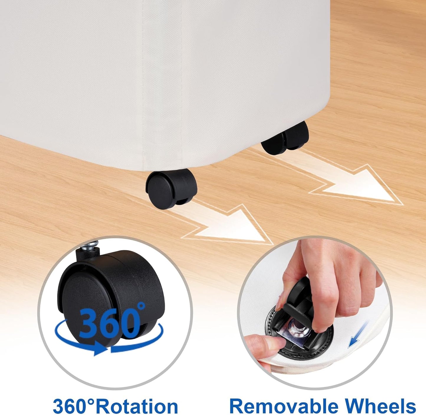 efluky Laundry Basket with Wheels, Tall Rolling Laundry Hamper with Lid and Removable Bag, Aesthetic Dirty Clothes Hamper on Wheels for Laundry Room, Bedroom, Dorm and Bathroom, 100L Beige