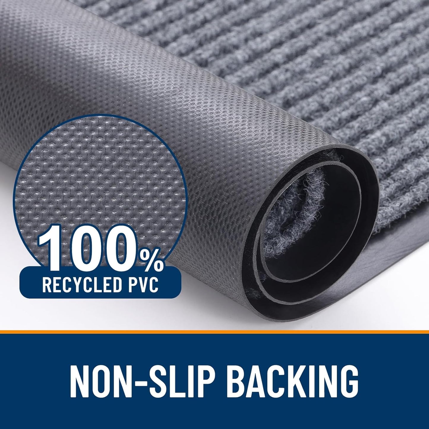 OLANLY Front Door Mat Indoor Outdoor Entrance, Waterproof Heavy Duty Doormat, Fade Resistant, Low Profile, Easy Clean Patio Porch Welcome Floor Mats for Entry, 47x24, Light Gray