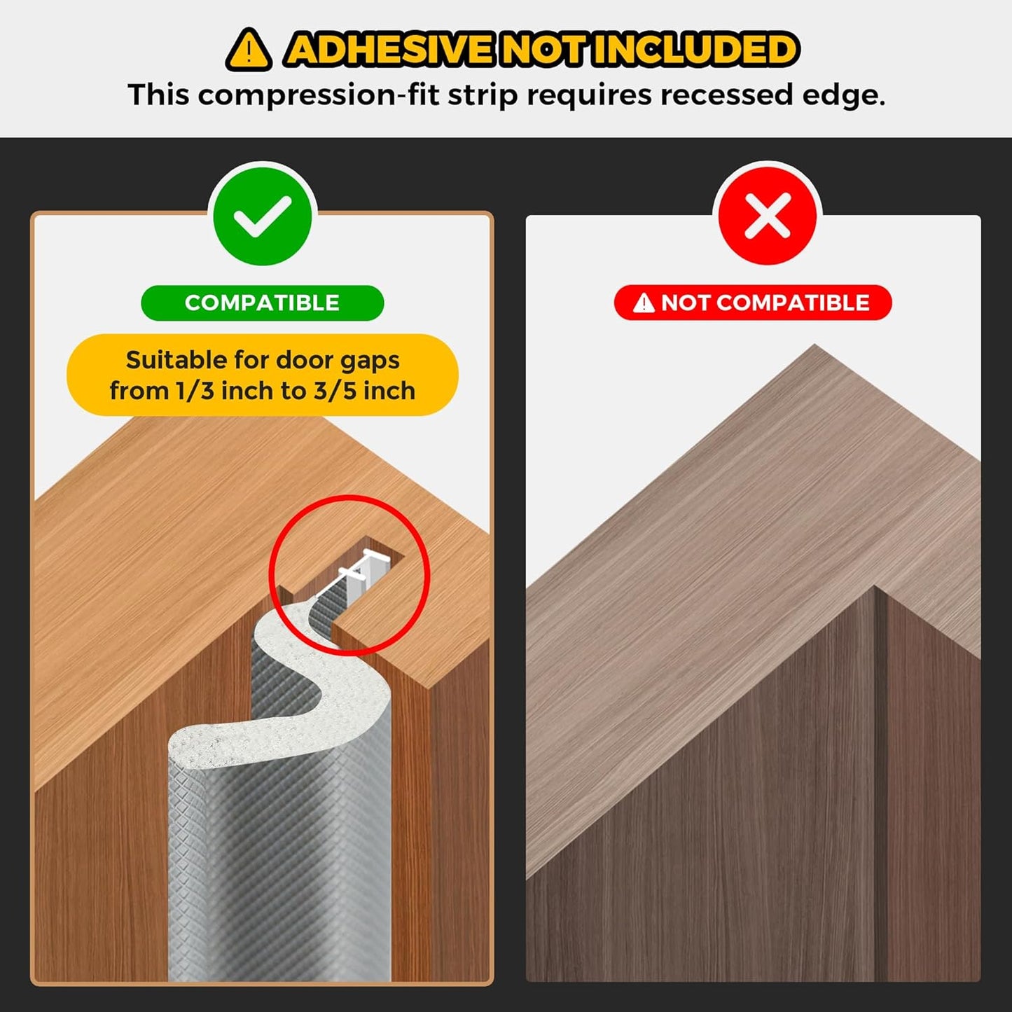 Weather Stripping Door Seal Strip Soundproof Q Foam Tape, Exterior Door Insulation Strip for Large Gap, Easy to Install(Grey, 60FT)