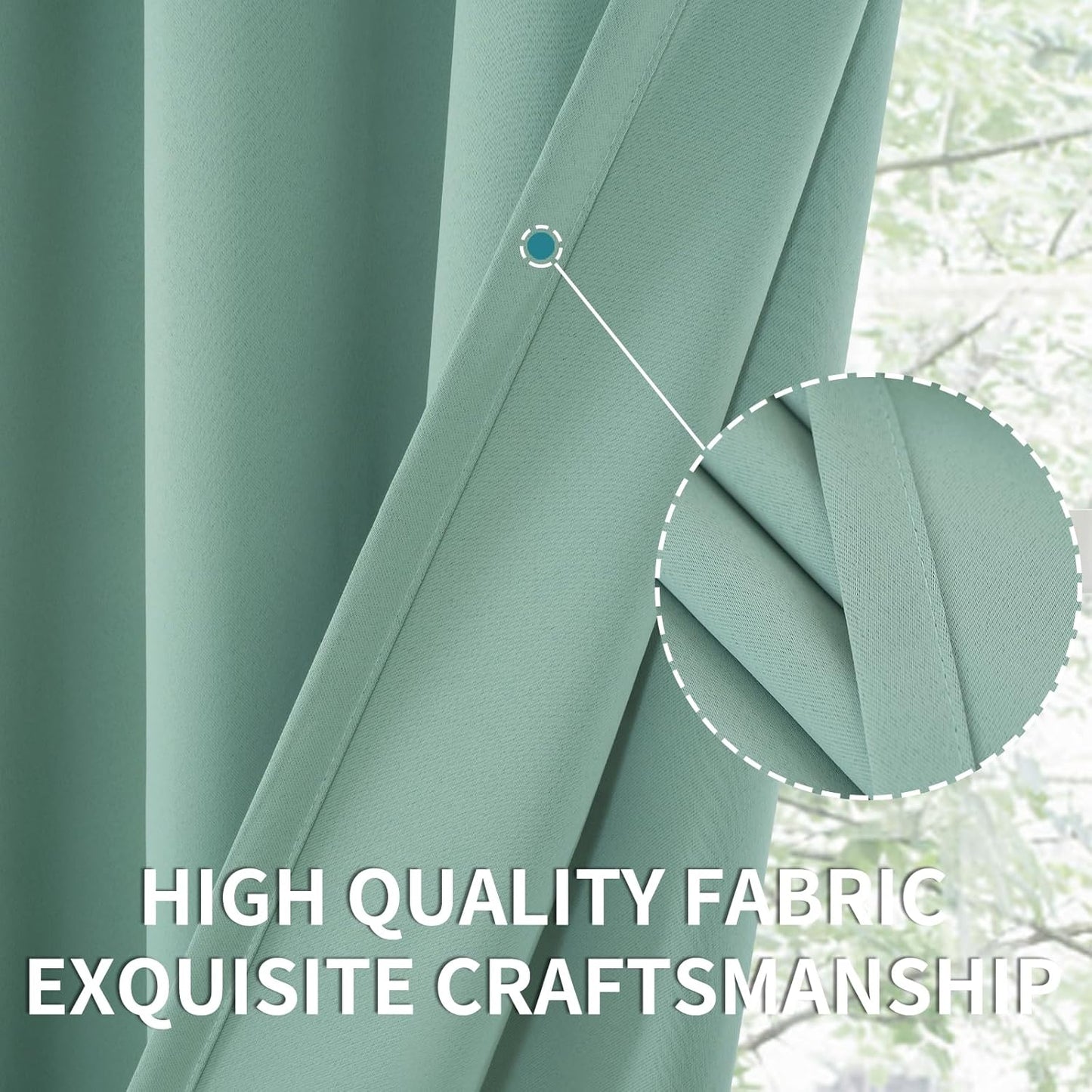 BGment Sage Green Blackout Curtains 45 Inches Long for Kitchen Window - Small Thermal Insulated Drapes with Rod Pocket Room Darkening for Cafe Bathroom, 34 x 45 Inch, 2 Panels