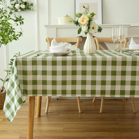 Classic Gingham Tablecloth Fabric - Oblong 58x120 Water Resistant Chequered Pattern Table Cloth for Indoor/Outdoor Use - Tabletop Cover for Birthday, Picnics, Gardens, and Parties