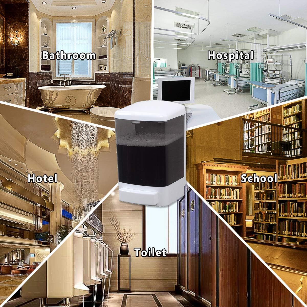 Manual Soap Dispenser 33.8oz / 1000ml Kitchen Bathroom Wall Mounted Commercial Soap Dispenser for Liquid Containers Shampoo Gel Chamber Hotel Restaurant