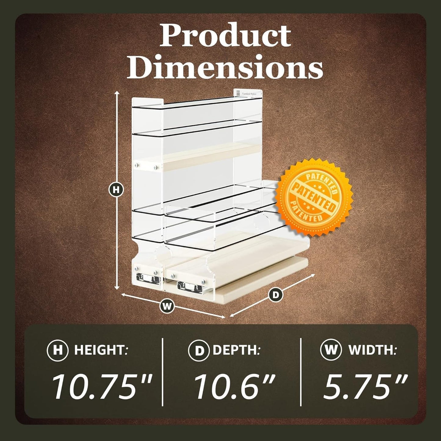 Vertical Spice Combo Spice Rack Drawer - Pull Out Pantry Organizers and Storage - Kitchen Cabinet Organizer - Seasoning Sliding Caddy - Made in USA (5.75" W x 10.75" H x 10.60" D, Partially Assembled)