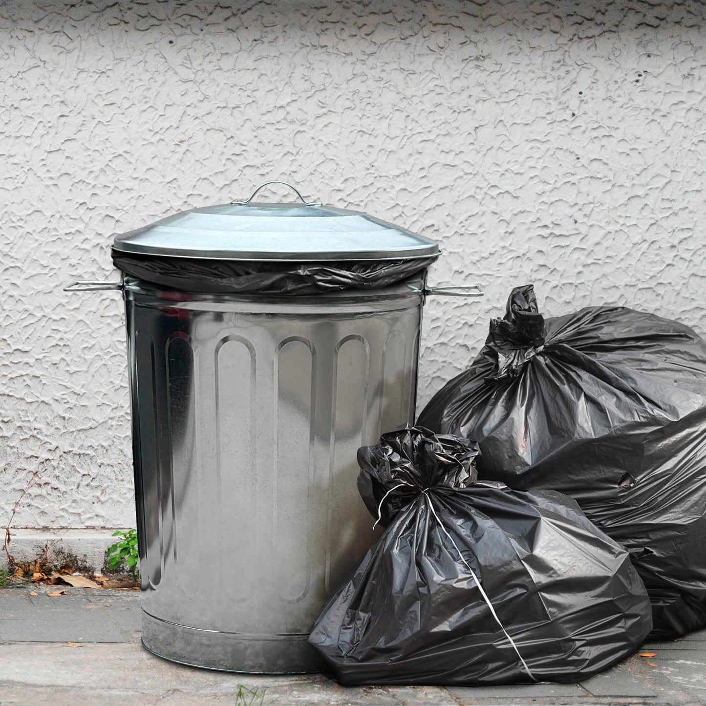 Plexon 2 Pack 13-Gallon Galvanized Steel Round Trash Can with Lid, Indoor and Outdoor Use, Durable Construction, Classic Design, Stylish