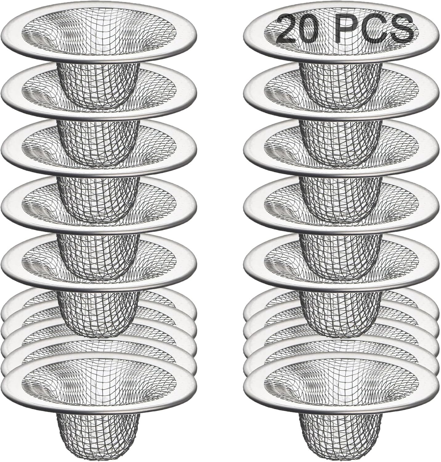 20Pcs Bathroom Sink Drain Strainer Screen Mesh, 2.75'' Stainless Steel Slop Basket Filter Trap Sink Drain Mesh Basket Hair Catcher Filter Cover for Lavatory RV Shower Floor Utility Drain