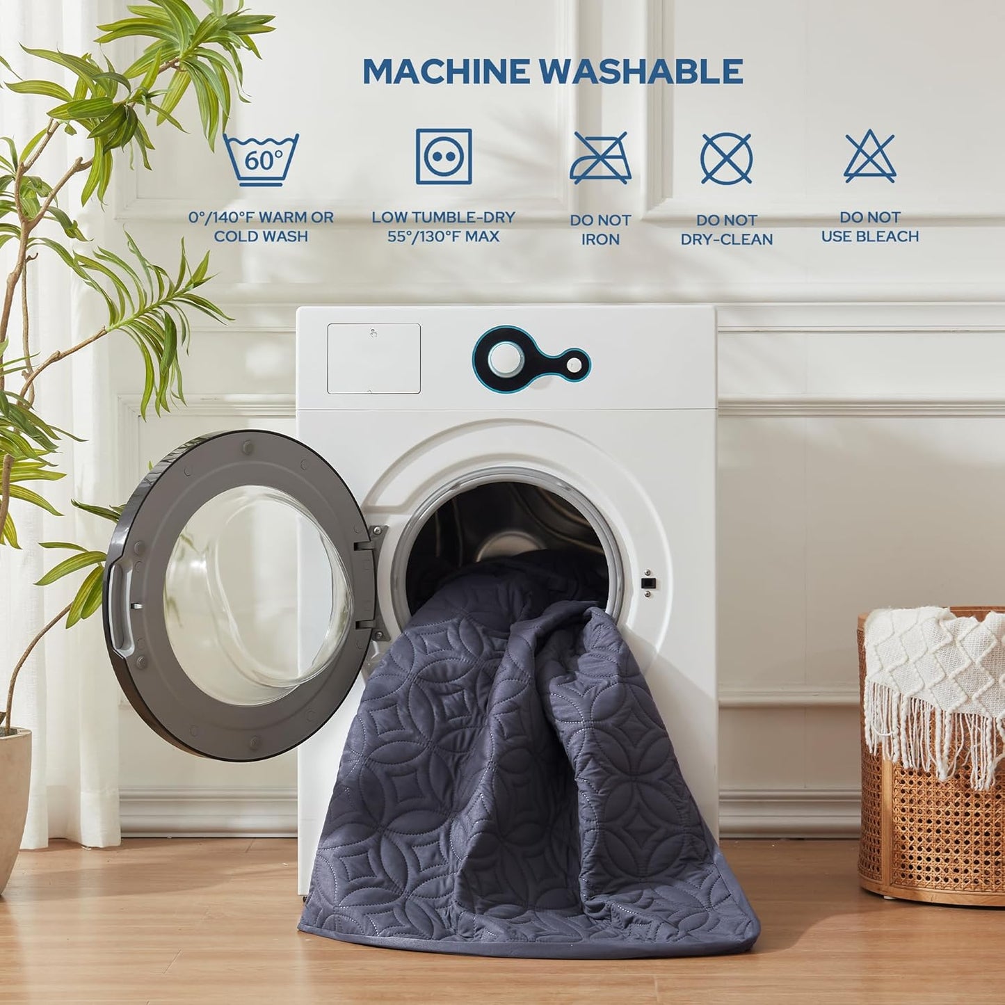 BEDLORE Waterproof Mattress Protector, Twin Size Mattress Pad with Deep Pocket 6"-15" Depth, Soft Dirt-Proof Double Bed Mattress Cover for Bedroom, College Dorm, Hotel (Navy Blue)