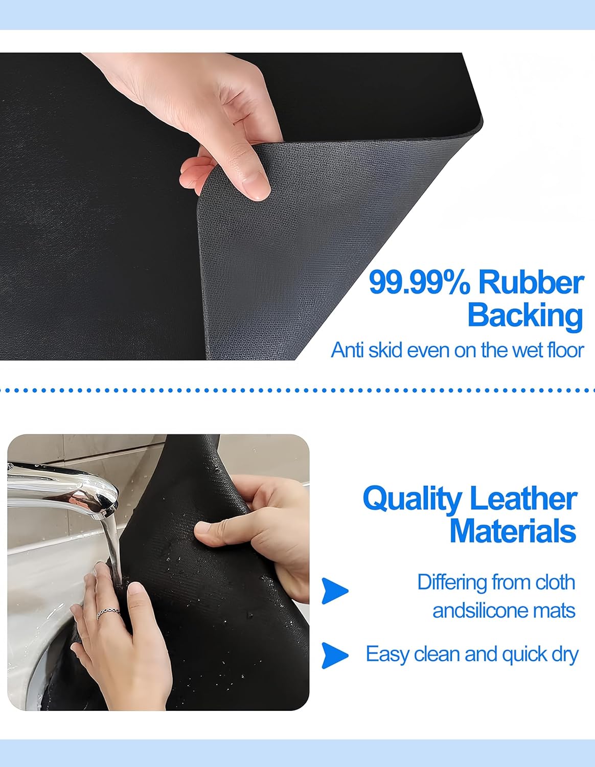 Dish Drying Mat for Kitchen Counter, 17"x31.5" Dish Drying Pad with Non-slip Rubber Backed, Hide Stain Anti Absorbent for Kitchen Counter, Drying Mat for Coffee Machine Dish Rack (Black)