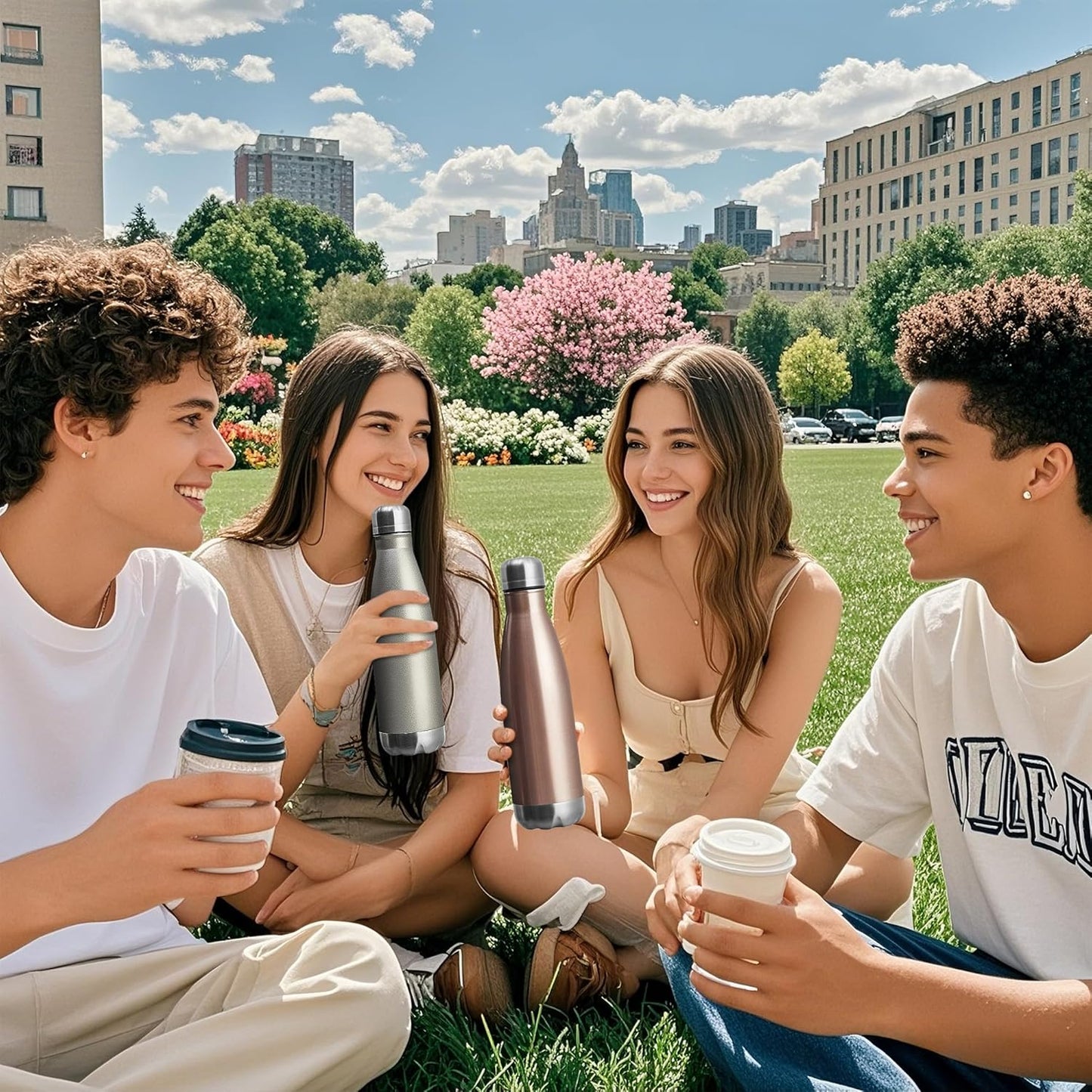 MEWAY 17oz Sport Water Bottle Vacuum Insulated Stainless Steel Leak-Proof Double Wall Cola Shape Water Bottle,Keep Drinks Hot & Cold(Cold Gray,1 Pack)