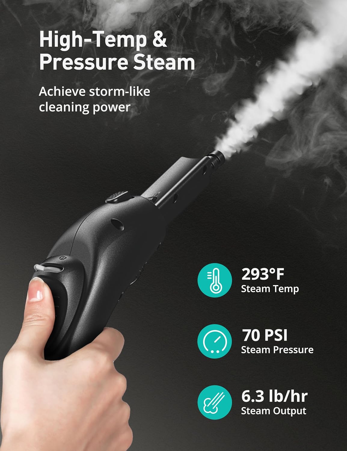 Steam Cleaner, 293°F 58 PSI Powerful Multipurpose Handheld Steam Mop for Home Use, 21 Attachments, 50Oz Capacity, Heavy Duty Steamer for Carpets, Floors, Cars, Tiles, Crack Cleaning, Teal