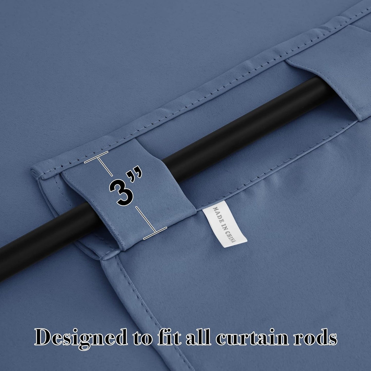 RYB HOME Kitchen Window Curtains - Blackout Privacy Half Window Curtains for Bedroom Bathroom Dining Living Room Cafe Office Short Tiers Drapes, W 34 x L 36 inches, 2 Panels, Stone Blue