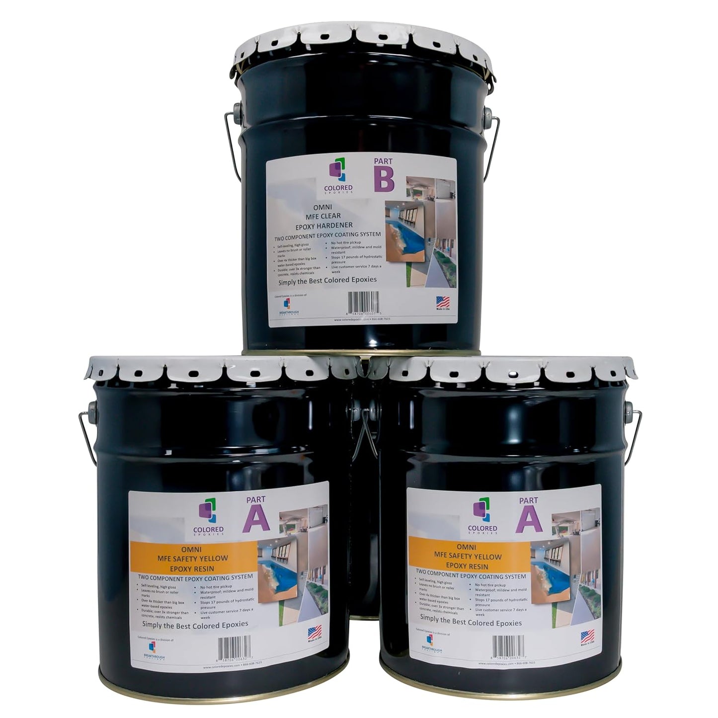 Colored Epoxies Safety Yellow Epoxy Resin Coating Made with Beautiful and Vibrant Pigments, 100% Solids, Concrete and Plywood. 15 Gallon