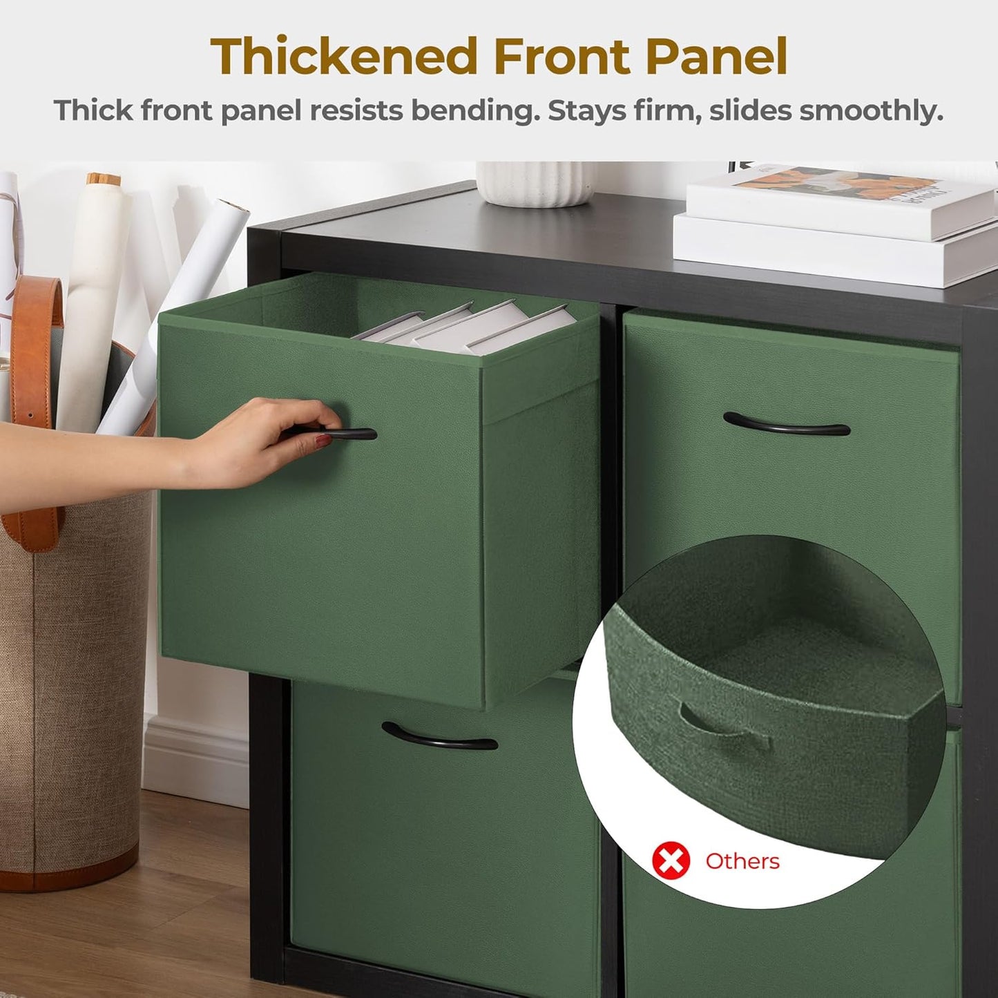 StorageWorks Green Storage Cubes, 13x13 Storage Cube Bins with Handle, Cube Storage Organizer Bins for Shelves and Closet, Collapsible Storage Bins, 4-Pack