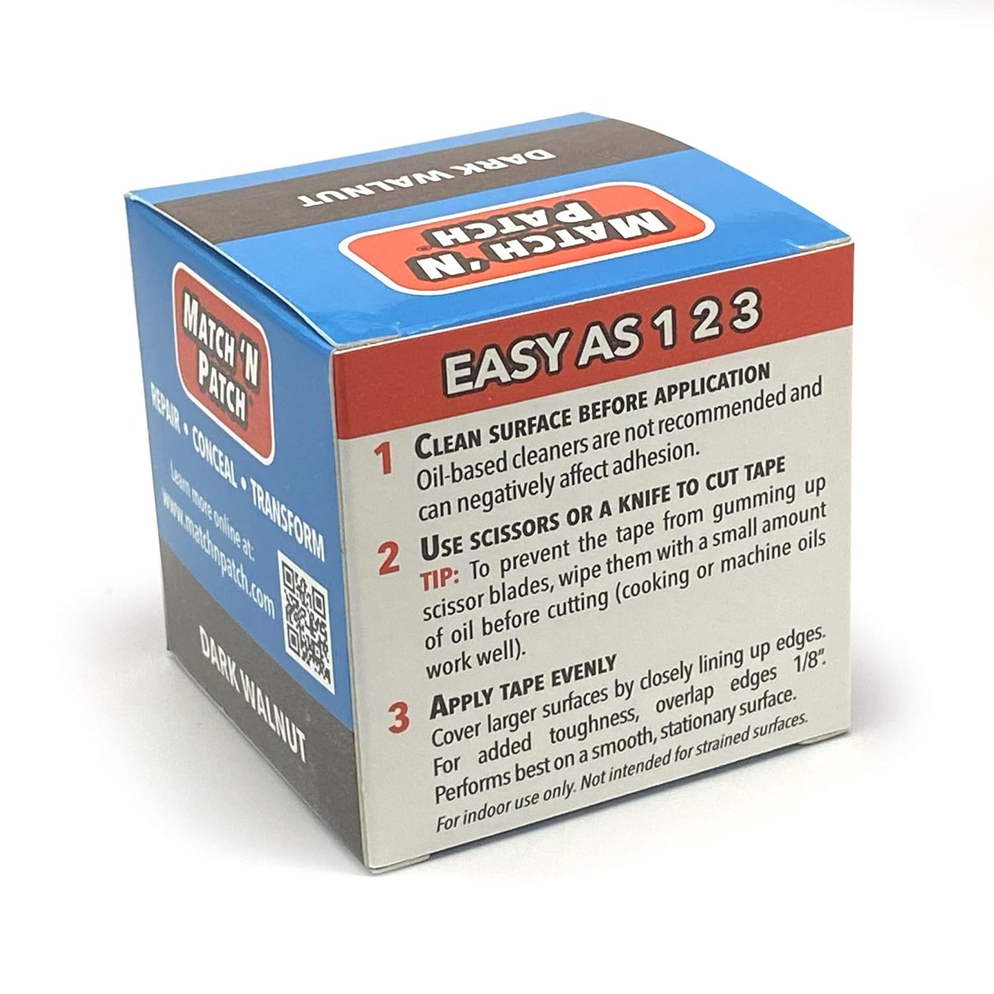 MATCH 'N PATCH Realistic Wood Grain Repair Tape - Durable Multi-Use Adhesive Tape for Furniture, Floors, Cabinets, Windows, Doors, RV, Home Decor & DIY Projects - Dark Walnut, 2.25 in x 15 feet