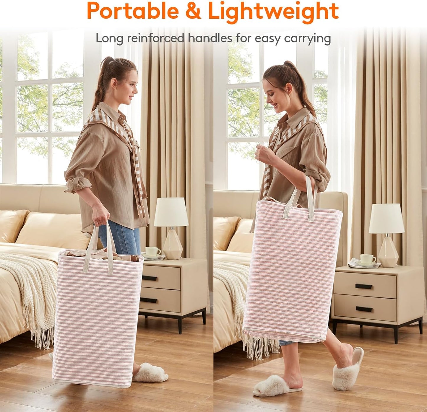 Lifewit 3 Pack Laundry Hamper Large Collapsible Laundry Baskets, Freestanding Waterproof Clothes Hamper with Easy Carry Handles in Laundry Room Bedroom Bathroom College Dorm for Adults, Pink, 3 x 80L