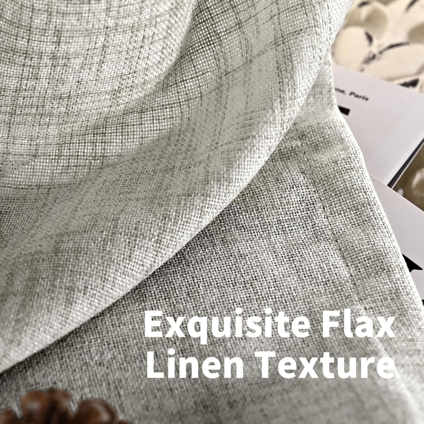 YoungsTex Dark Grey Linen Curtains 78 Inch Length for Living Room, Light Filtering Semi Sheer Window Drapes Rod Pocket Back Tab Curtain for Bedroom Office Farmhouse Country, 2 Panels, 52 X 78 Inch