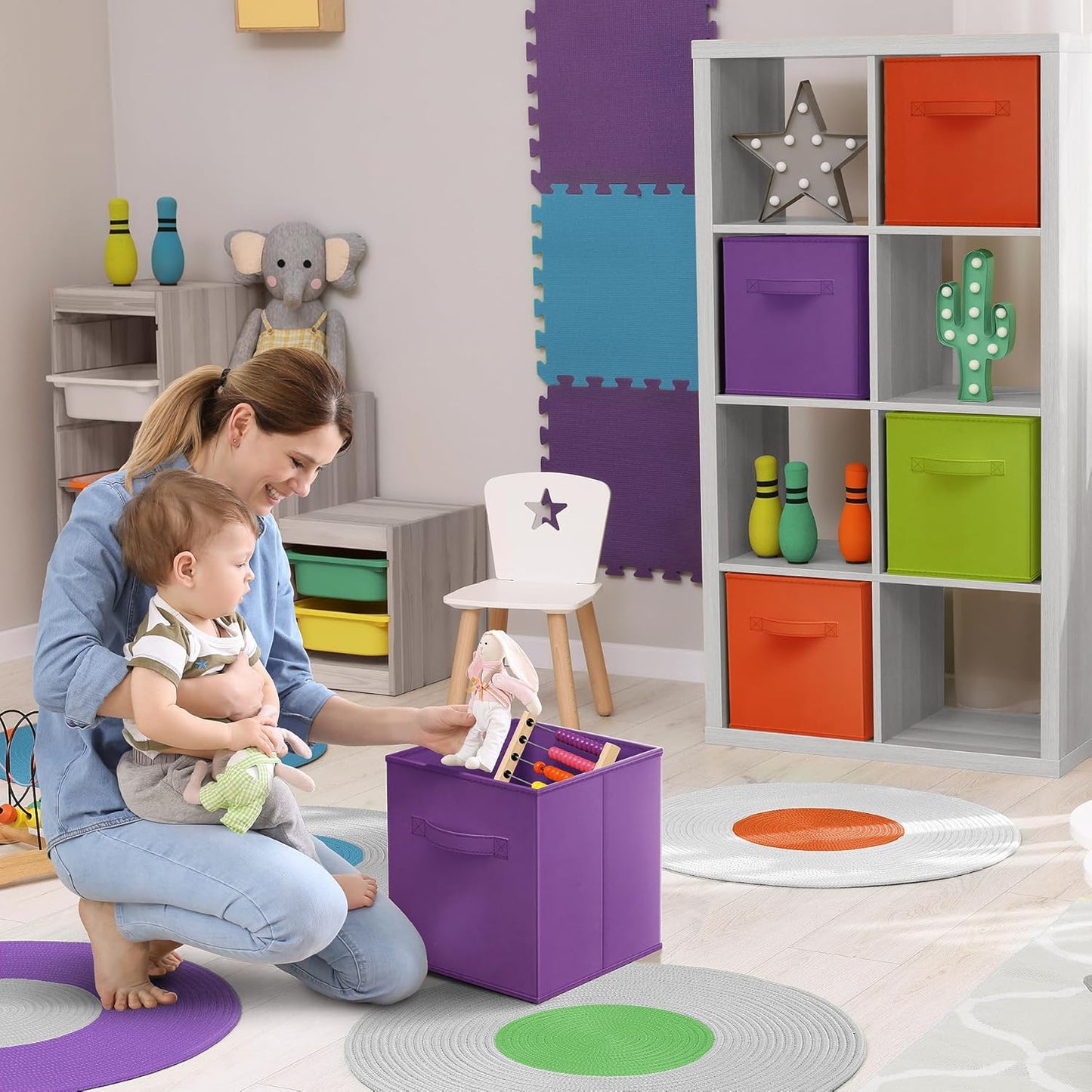 Sorbus Fabric Storage Cubes - 6 Foldable Storage Bins for Organizing Pantry, Cubbies, Toy Box - Clothes Storage & Closet Organizer - 13 Inch Collapsible Cube Baskets for Shelves with Handle