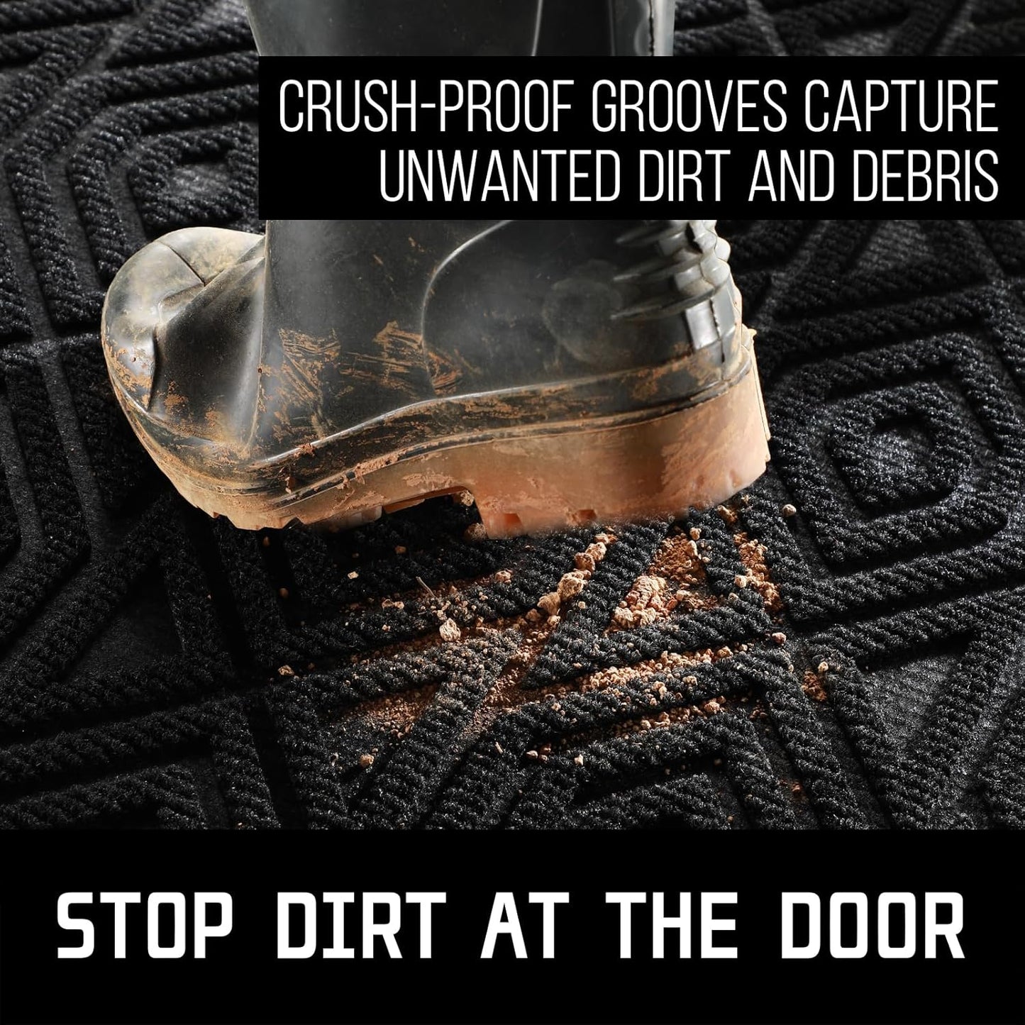 Yimobra Door Mat, Outdoor Indoor Entrance Welcome Mat, Heavy Entry Front Door Mat, Stain & Fade Resistant, Low Profile, Sturdy Rubber, Easy Clean Patio Floor Mat, Waterproof, 36 x 24, Black